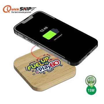 Image of 25 Promotional Paso 15W Bamboo Eco-Friendly Wireless Charger - ...