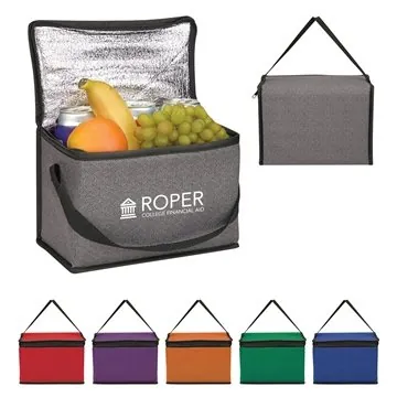 Image of 50 Promotional Heathered Non-Woven Cooler Lunch Bag - Insulated & ...