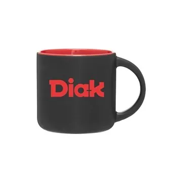Image of 48 Promotional 14 oz Minolo Mug - Matte Black - Red - Microwave ...