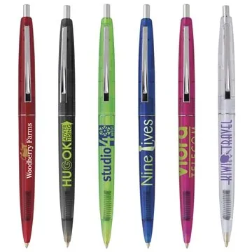 Image of 250 Customized Clear Clics Pen - Translucent & Plunger Action