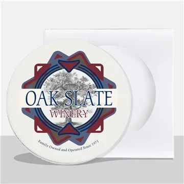 100 Customized 1 Pack Round Absorbent Stone Coasters – Cork Backed