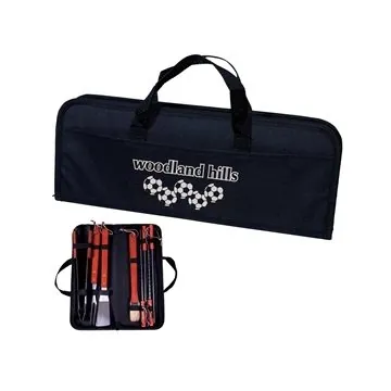 Image of 25 Promotional 8 Pc. BBQ Set - Stainless Steel & Wooden Handles