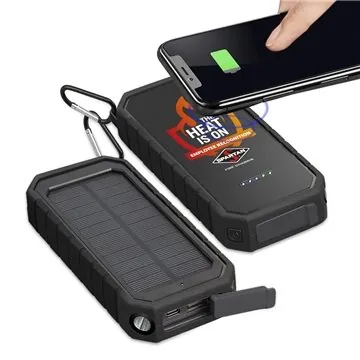 Aten IPX5 Wireless Solar Power Bank 10000 - Flashlight & Carabiner