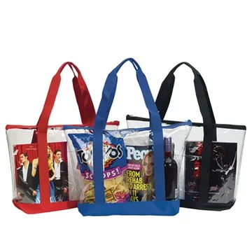 Image of 100 Custom Transparent Zippered Tote - Airport Security Friendly