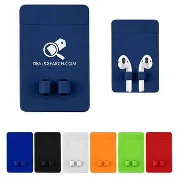Image of 250 Promotional Phone Wallet With Earbuds Holder - Silicone