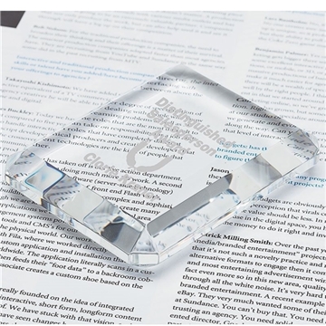 Prato Rectangle Crystal Paperweight - Beveled