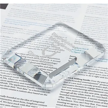 Image of 5 Promotional Prato Rectangle Crystal Paperweight - Beveled