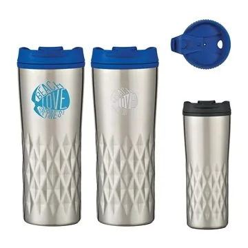 Image of 48 Promotional 16 oz Diamond Stainless Steel Tumbler - Double Wall ...