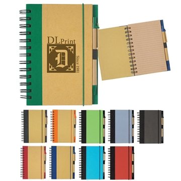 Image of 100 Promotional Eco-Inspired Spiral Notebook & Pen - 80 Pages