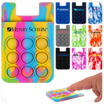 Image of 250 Promotional Popper Stress Reliever Silicone Phone Wallet - ...