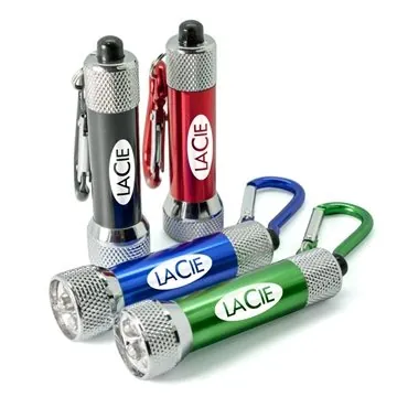 Image of 100 Promotional 5-LED Flashlight With Carabiner - Aluminum