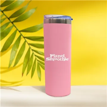 Image of 48 Custom 22 oz Rubberized Stainless Steel Slim Tumbler - ...