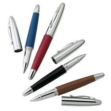Image of 13 Custom Avante Bettoni Rollerball Pen - Leather Barrel & Brass ...