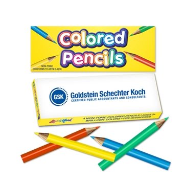 Image of 500 Custom 4 Pack of Mini Pre-Sharpened Colored Pencils