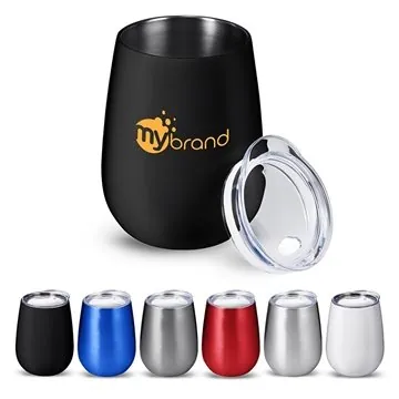 Image of 48 Promotional 10oz Stemless Vacuum Wine Tumbler With Lid - Double ...