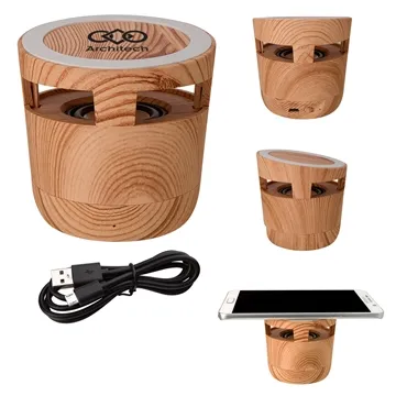 Image of 13 Promotional Woodgrain Wireless Charging Pad And Speaker - Qi ...