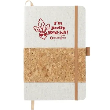 Image of 100 Custom 5.5" x 8.5" Recycled Cotton and Cork Bound Notebook - ...
