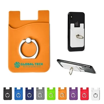 Image of 150 Custom Silicone Card Holder with Metal Ring Phone Stand - 3 ...