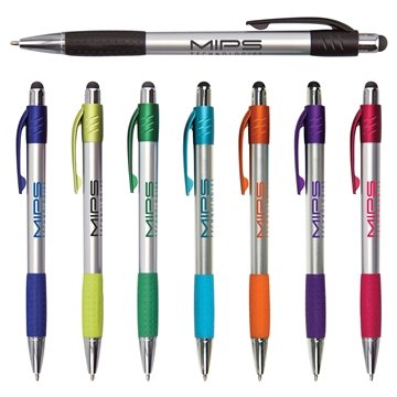 Image of 500 Customized Premium Silver Stylus Pen w/ Metallic Accents - ...