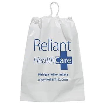 Image of 150 Promotional Plastic Bag w/ Cotton Drawstring 12"X 16" Flexo ...