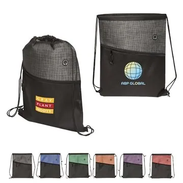 Image of 150 Promotional Tonal Heathered Non-Woven Drawstring Backpack - ...