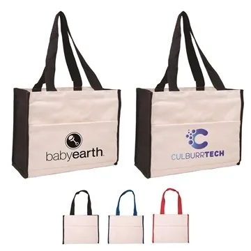 Image of 50 Promotional Cotton Gusset Accent Box Tote Bag - Heavy Duty & ...