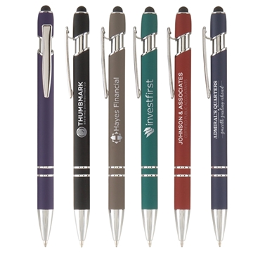 Image of 100 Custom Ellipse Softy w/ Stylus - Laser - Rubberized & Metal