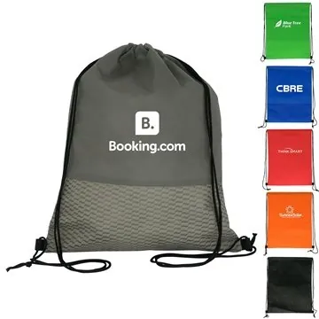 Image of 250 Promotional Wave Drawstring Backpack - Polypropylene & Braided ...