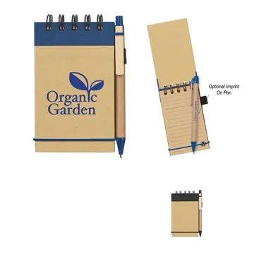 Image of 250 Custom Eco-Inspired Spiral Jotter & Pen - Paper Barrel & Lined ...