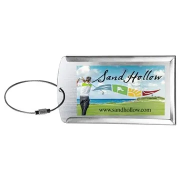 Image of 75 Customized "PRESTIGE" Brushed Metal Luggage Bag Tag - Stainless ...