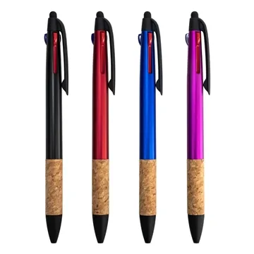3 Color Pen w/ Cork Grip