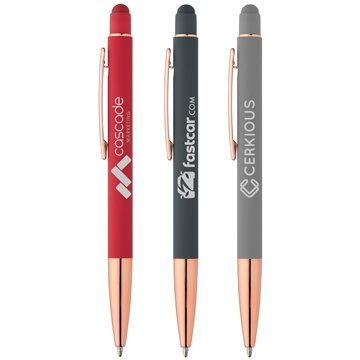 Image of 100 Promotional Sonic Softy Rose Gold Gel Pen w/ Stylus - Soft ...