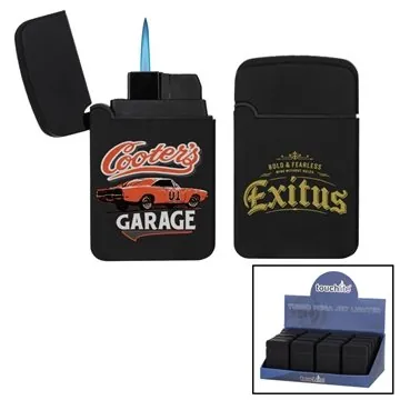 Image of 100 Promotional Flat Turbo Mega Jet Flameless Lighter - Rubberized ...