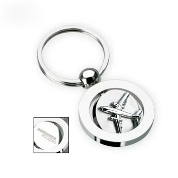 Image of 50 Promotional Airplane Swivel Spinner Split-Ring Silver Keyring - ...