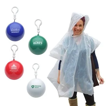 Image of 150 Custom Rainy Day Poncho Ball - Twist-open & Clip-on