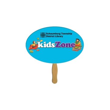 Image of 250 Custom Oval Hand Fan - Paper Products - UV Coated & Wood ...
