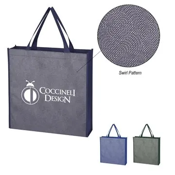 Image of 150 Customized Silver Swirls Non-Woven Tote Bag - Water Resistant