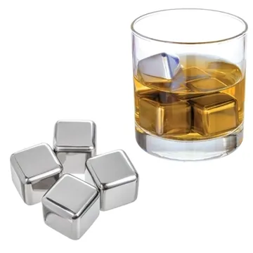 Image of 25 Promotional 4 Pack Stainless Steel Whiskey Ice Cubes - Food ...