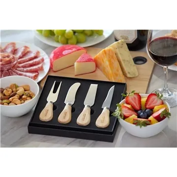 Image of 50 Customized Tomme Cheese Knife Set - Stainless Steel & Beechwood