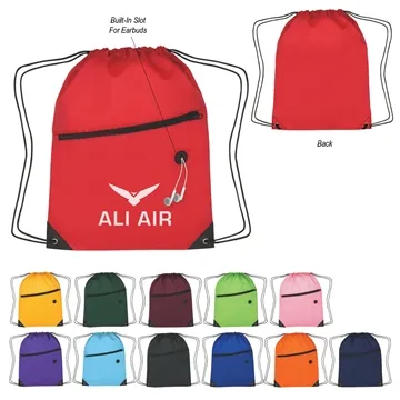 Image of 150 Custom Hit Sports Pack With Front Zipper - Polyester & Earbuds ...