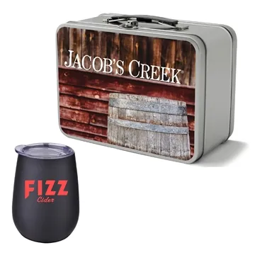 Image of 24 Promotional Retro Lunchbox + Single 10 oz Stemless Wine Glass ...