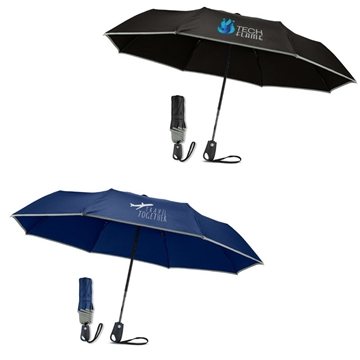 Image of 25 Promotional Auto-Open Umbrella With Reflective Trim - Steel ...