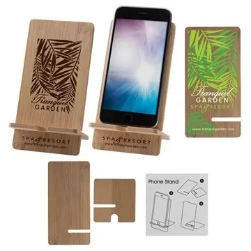 Image of 100 Customized Bamboo Wood Cell Phone Stand - Adjustable & ...