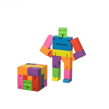 Image of 50 Customized Areaware Multicolored Cubebot Toy Robot - Hardwood & ...