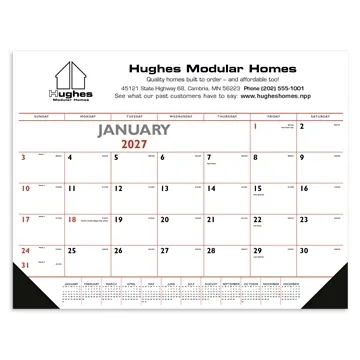 Triumph® Calendars Red & Black Desk Pad with Vinyl Corners - Julian Dates