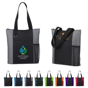 Image of 50 Custom Essential Trade Show Zippered Tote Bag - 600D Polyester ...