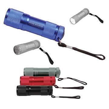 Image of 75 Custom 9 Led Metal Flashlight - Batteries Included & Wrist ...