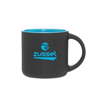 Image of 48 Promotional 14 oz Minolo Mug - Matte Black - Sky Blue - Ceramic ...