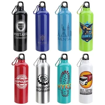 Image of 50 Custom Atrium 25 oz Aluminum Bottle - Carabiner & FDA Certified