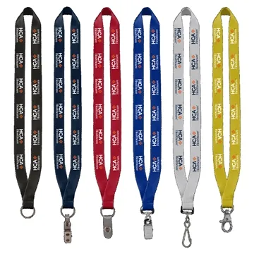 Image of 100 Custom 3/4" Polyester Lanyard with Sewn Silver Metal ...